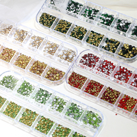 1400 pièces 12 grilles mélanger taille dos plat strass Nail Art breloques Ss4-Ss16 fond pointu cristal diamants ongles bijoux