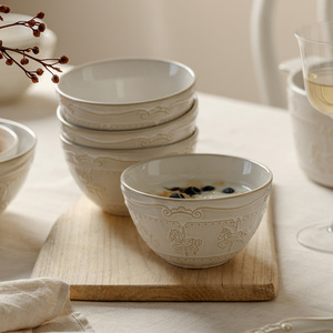 Nordic White Relief <b>Dinnerware</b> <b>Sets</b> Ceramic Retro Luxury Style Tableware <b>Set</b> <b>for</b> 10 People and <b>8</b> People Plates and Bowls <b>Set</b> - Product Image 3
