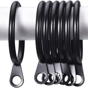 38mm métal <span class=keywords><strong>noir</strong></span> large <span class=keywords><strong>rideau</strong></span> de douche manuel anneaux avec clips pour rideaux - Product Image 6