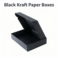 Boîte à courrier aérien rigide recyclable noire avec fermeture magnétique, en carton ondulé robuste, pour emballage cadeau de bijoux, personnalisable en petite série avec logo