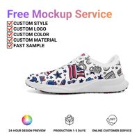 Chaussures de golf antidérapantes imprimées avec des graffitis patriotiques OEM, impression à la demande, chaussures de terrain FN062-2602802810