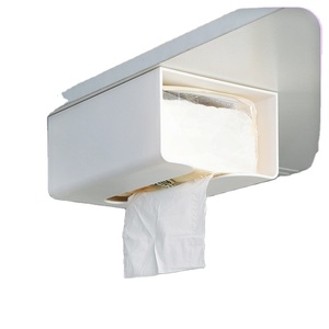 Caja de pañuelos de plástico multifuncional para montar en la pared, cajón de almacenamiento grueso para inodoro, para un almacenamiento conveniente - Product Image 5