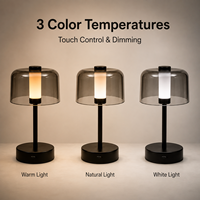 Lampe de table solaire LED moderne pour extérieur, portable, en métal, pour jardin, avec variateur d'intensité et capteur tactile, éclairage d'ambiance pour patio et terrasse