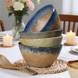 Bol en céramique émaillée à motif peint à la main, vaisselle, plats de service en céramique, bol à dîner, style design fantaisie, pour la maison et les restaurants - Product Image 3