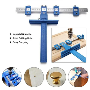 Multifunctional Furniture Carpentry Punch Locator Drill Guide Ruler Woodworking Hole Locator Adjustable Drilling Positioner <b>Tool</b> - Product Image 3