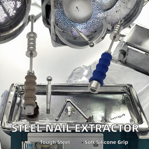 Ensemble d'extracteurs de clous intramédullaires en acier inoxydable, instrument chirurgical orthopédique, outil manuel avec poignées bleues et en bois - Product Image 2
