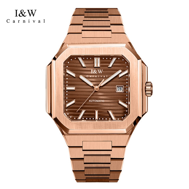 Hot Sale I&W Carnival Luxury Stylish Waterproof Men's Butterfly Clasp Luminous Automatic Mechanical Wrist Watch