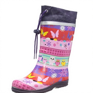 Botas de Lluvia de Goma para Niñas, Duraderas, de Media Pantorrilla, con Estampado Rosa, Ligeras, Impermeables, con Diseño de Puño de Nailon, para Verano e Invierno - Product Image 1