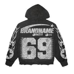 2024 Hoodie Manufacturer Customisable High Quality Custom Puff Hoodie 600gsm Hoodie Acid Wash Print Men Sweatsuit - Product Image 5