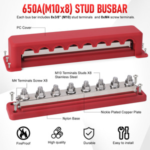 ชุดบัสบาร์ทองแดง 8 ช่อง รุ่น M10 สีดำ 600A สำหรับระบบแบตเตอรี่ 48V ยี่ห้อ Rv Yacht - Product Image 3