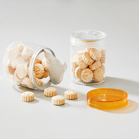 Bocaux en plastique vides pour animaux de compagnie 350 ml 500 ml, boîtes en plastique à ouverture facile pour aliments, biscuits, noix, beurre de cacahuète, bonbons avec couvercles à anneau de traction