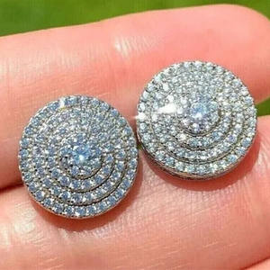 E4234 Orecchini di diamanti in oro bianco con taglio rotondo brillante, colore G, gioielli classici da sposa naturali da donna - Product Image 3