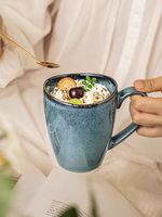 Tasse à café en céramique bleue écologique 200 ml, durable, style américain moderne, avec poignée, passe au lave-vaisselle, ne convient pas au micro-ondes