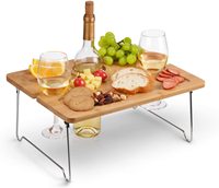 Verres à vin et bouteille d'extérieur pliables et portables, porte-collation et fromage, plateau de nourriture, table de pique-nique