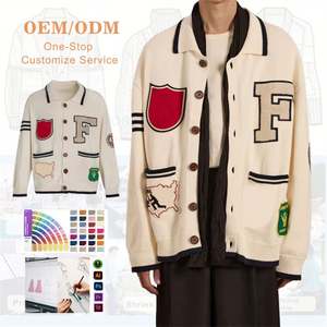 OEM Boutique Clothing Supplier Custom Patchwork Knitted Cotton Sweater <b>Men</b> <b>Cardigan</b> - Product Image 1