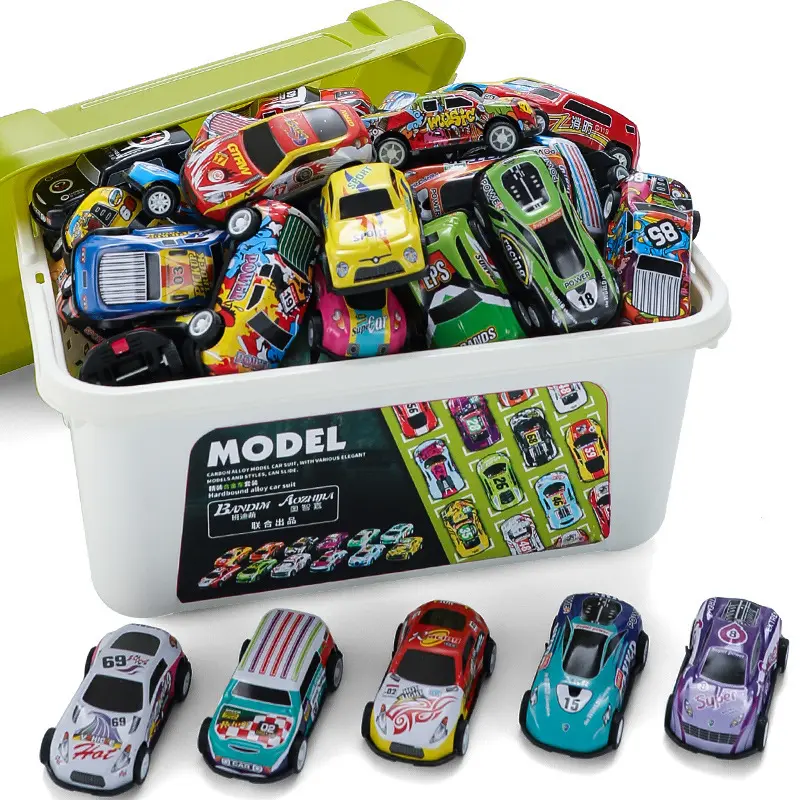 Car sets tin back to the car storage barrel collector's edition of 30 alloy racing children's toys
