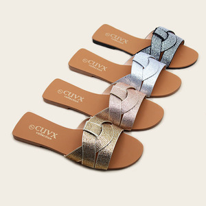 Women's Flat <strong>Sandals</strong> Designer Summer Luxury <strong>Sparkling</strong> Rhinestone <strong>Sandals</strong> Wear Resistant for Women and Women's slippers <strong>Sandals</strong> - Product Image 1
