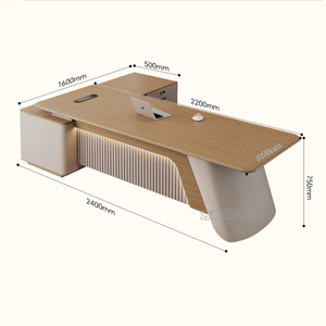 Scrivania Direzionale Moderna di Lusso in Legno con Mobile Laterale e Libreria per <span class=keywords><strong>Ufficio</strong></span> Aziendale - Product Image 6