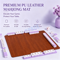 Tapis de jeu de Mahjong américain luxueux et résistant aux rayures, en cuir végétalien personnalisé avec logo