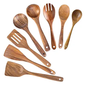 Ensemble d'ustensiles de cuisine en bambou, cuisine de haute qualité, spatule, ensemble d'ustensiles pour hôtel et Restaurant, étiquette privée personnalisée