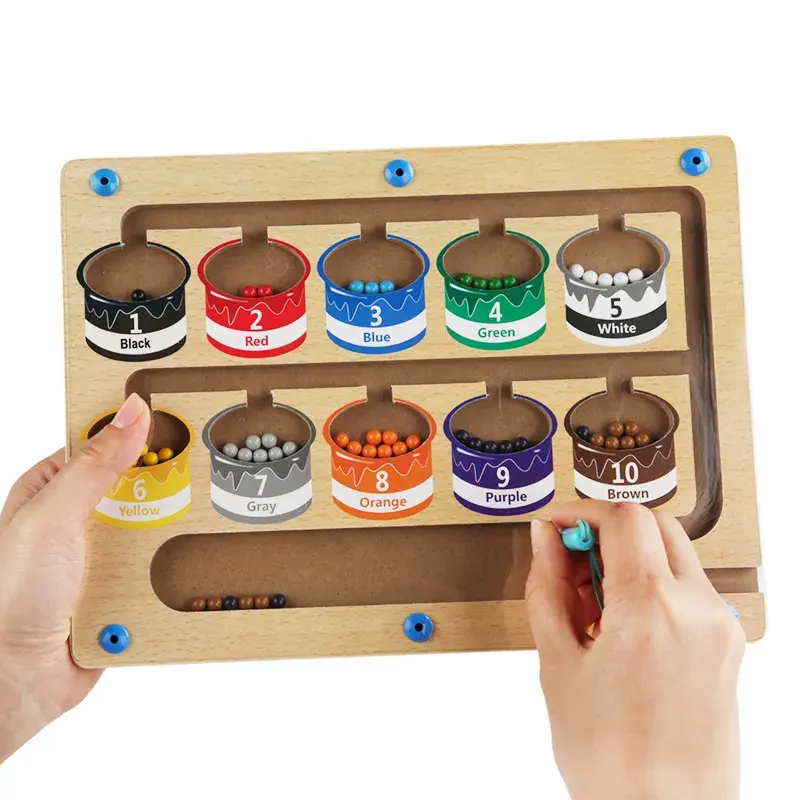 Trending Magnetic Color And Number Maze Wooden Magnet Board For Toddlers Activities Counting Matching Games Magnetic Fidget Toy