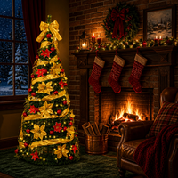 Prix direct usine – Arbre de Noël artificiel pré-éclairé de 1,8 m et 2,1 m, vente en gros, arbre de Noël de luxe réaliste avec rubans dorés