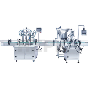 Bán buôn Tự Động 4 Người Đứng Đầu Có Thể được Tùy Chỉnh Dán Và Làm Đầy Chất Lỏng Máy + Rotary Capper Vòng Đóng Nắp Máy - Product Image 1