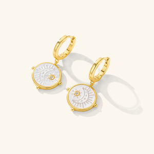 Delicados colgantes de concha de perla gota joyería fina pendientes de aro de Plata de Ley 925 para mujer - Product Image 5