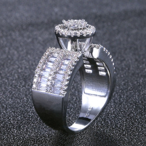 Anillo elegante para mujer, diseño brillante con incrustaciones completas, joyería diaria de moda - Product Image 6