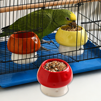 Bol d'alimentation surélevé en forme de champignon pour oiseaux, mangeoire en céramique pour perroquets, petit bol pour nourriture et eau pour animaux de compagnie avec support stable