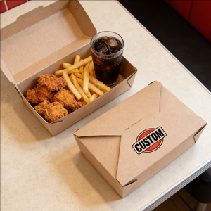 Fast Food Custom Logo 2 Compartment 350ml Takeaway Biodegradable Disposable Eco Friendly Modern Paper <b>Container</b> - Product Image 3