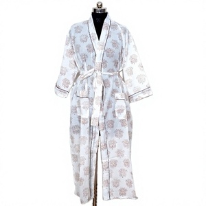 Elegante Kimono de Algodón con Cuello en V y Estampado Floral, Transpirable, de Secado Rápido, Ropa Casual para el Verano - Product Image 1