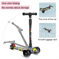 Trottinette pliable à roues lumineuses, trottinette à 3 roues, hauteur réglable, trottinette à pousser pour enfants, direction par inclinaison pour enfants