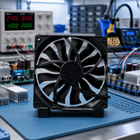 Ventilateur de refroidissement Poweryear PY-1215H12B à 13 pales, 12V DC, 2100 tr/min, 72,55 CFM, haut débit d'air, sans balais, double roulement à billes, noir, en PBT