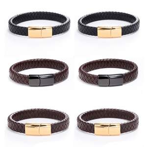 <span class=keywords><strong>Bracciale</strong></span> da <span class=keywords><strong>uomo</strong></span> in pelle intrecciato con fibbia magnetica intrecciata <span class=keywords><strong>argento</strong></span> oro nero regalo per fidanzato padre papà braccialetto alla moda - Product Image 1