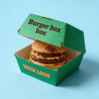 Boîtes à Hamburger en Carton de Qualité Alimentaire à l'Encre de Soja en Gros, Boîtes à Emporter pour Hamburgers, Boîtes d'Emballage pour Sandwichs et Fast-Food