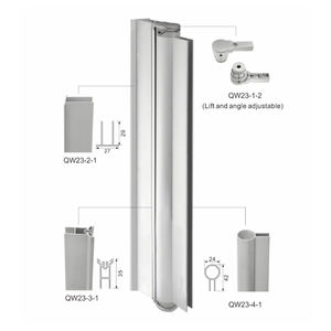 Charnière pivotante <span class=keywords><strong>pour</strong></span> <span class=keywords><strong>paroi</strong></span> <span class=keywords><strong>de</strong></span> <span class=keywords><strong>douche</strong></span>, <span class=keywords><strong>profilé</strong></span> aluminium mural, fixation mur-verre, sans verre - Product Image 5