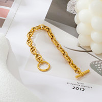 Bracelet pour femme en acier inoxydable chromé plaqué or avec boucle à fermoir, bracelet de couple pour cadeau