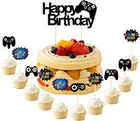 Décoration de gâteau de jeu vidéo 13 pièces thème de jeu vidéo décoration de gâteau scintillant double face fournitures de fête d'anniversaire pour les fans de jeu