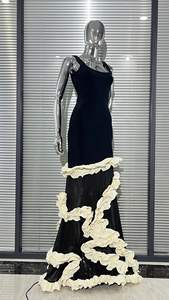 Bettergirl 2025 Nouvelle <span class=keywords><strong>robe</strong></span> noire longueur de plancher en tissu de maille de bandage - Product Image 3