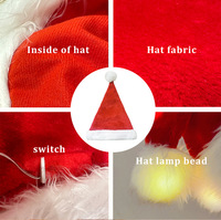 Cappello di Babbo Natale in Peluche LED JQ, Decorazione Luminosa per Feste Natalizie, Cappello Luminoso al Buio, Regalo di Natale