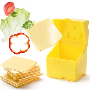 wholesale cute design yellow cheese shape food grade ABS sliced Cheese Container box