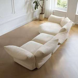 Canapé modulaire en tissu crème à pétales de fleurs, <span class=keywords><strong>design</strong></span> minimaliste nordique, pour salon de villa, forme d'angle incurvée, combinaison en ligne - Product Image 4