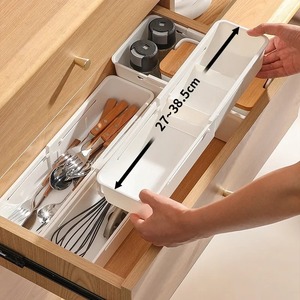 Home Pull-out <b>Storage</b> Box <b>Drawer</b> Telescopic Organizing Box Cosmetics <b>Plastic</b> Bedroom Study Partition Telescopic Box - Product Image 2