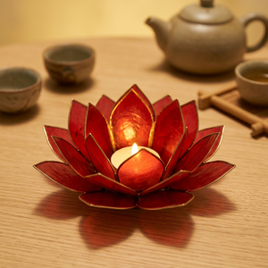 Vase en résine peint à la main, lotus chakra, ensemble cadeau de méditation |   Porte-bougies spirituels Feng Shui, cadeaux religieux pour le bien-être - Product Image 6