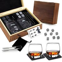 Haute qualité whisky vin carafe cadeau ensemble cristal verre torsadé conception glaçon ardoise caboteur boîte en bois élégant Bar outils