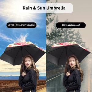 Fashion Digital Print 5 Folding Automatic Small Mini Anti UV Paraguas Rain Sun Plastic Handle Folding <b>Umbrella</b> for Women Man - Product Image 2