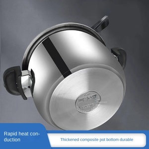 Casserole à pression en acier inoxydable 6L et 8L compatible gaz et induction avec couvercle en verre pour usage domestique - Product Image 2