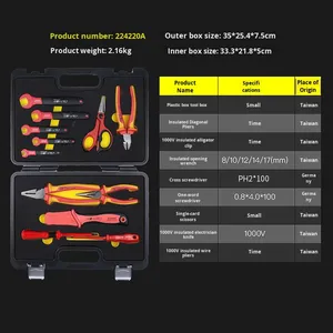 Ensemble d'outils à main portables en acier au chrome-vanadium CRV isolé, 10 pièces, garantie 1 an, kit de réparation automobile, étui moulé par soufflage, portable, 24 pièces - Product Image 4