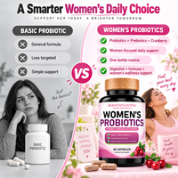 Complément Probiotique pour Femmes 60 Capsules Prébiotiques Canneberge pour la Santé Vaginale Urinaire Digestive Immunitaire Soutien Quotidien